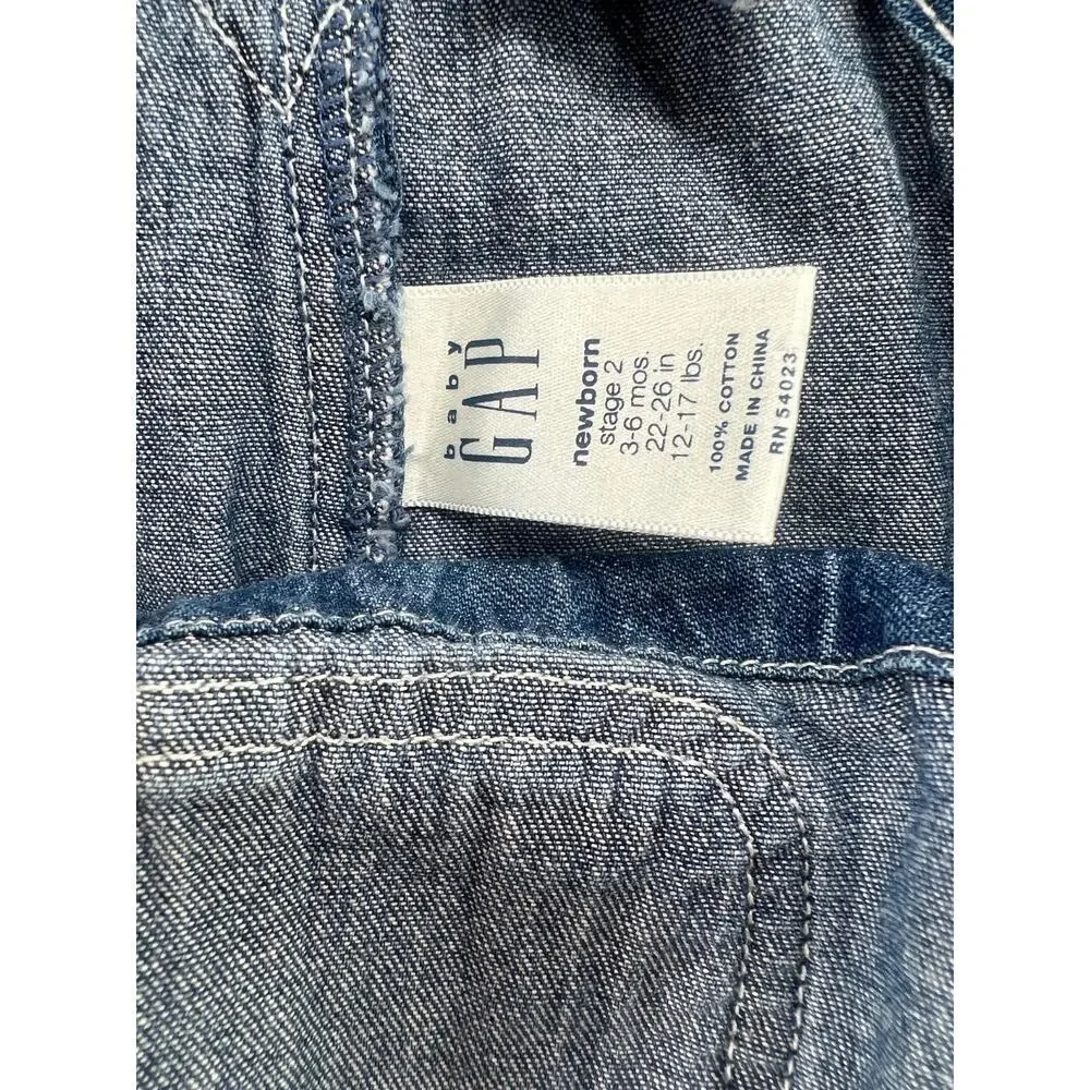 Vintage Baby Gap Classic Denim Overalls Unisex Infant 3–6 Months Snap Leg